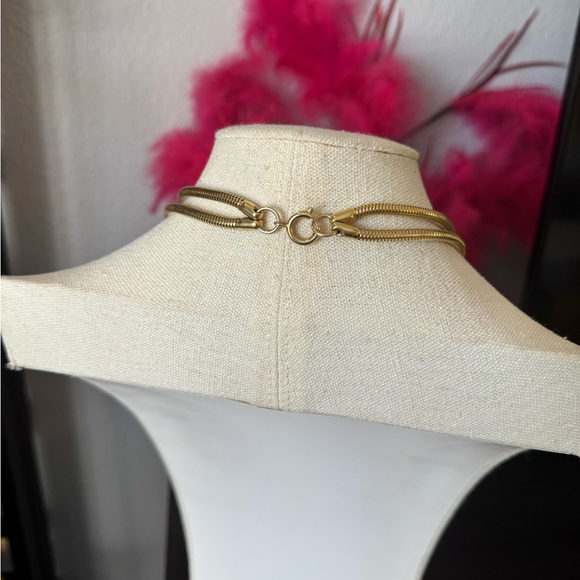 Vintage Mid Century Gold and Blue Pendant Necklace - Picture 6 of 7